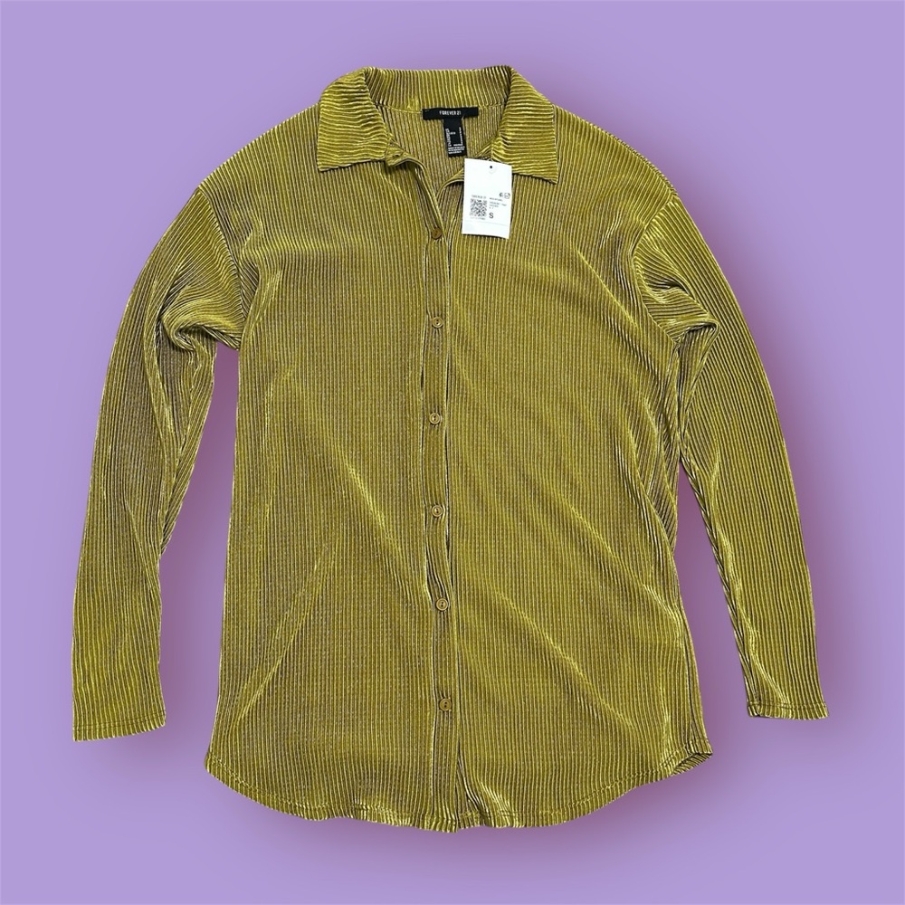 Forever 21 Avocado Colored Long Sleeve Blouse